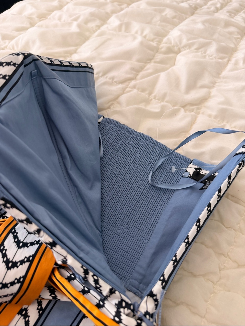 Women's Blue Striped High-Waist Corset with Contrast Belt - Picture 8 of 13